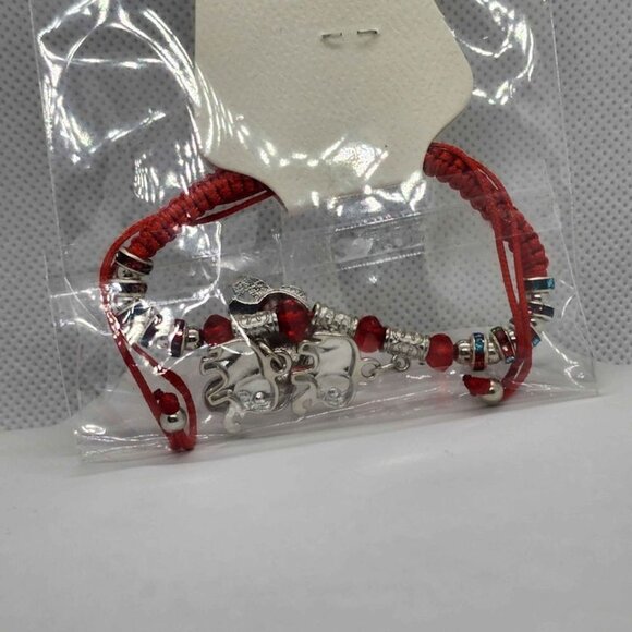 NEW Fashion Jewelry 3 Elephant RED String Bracelet - Picture 3 of 3